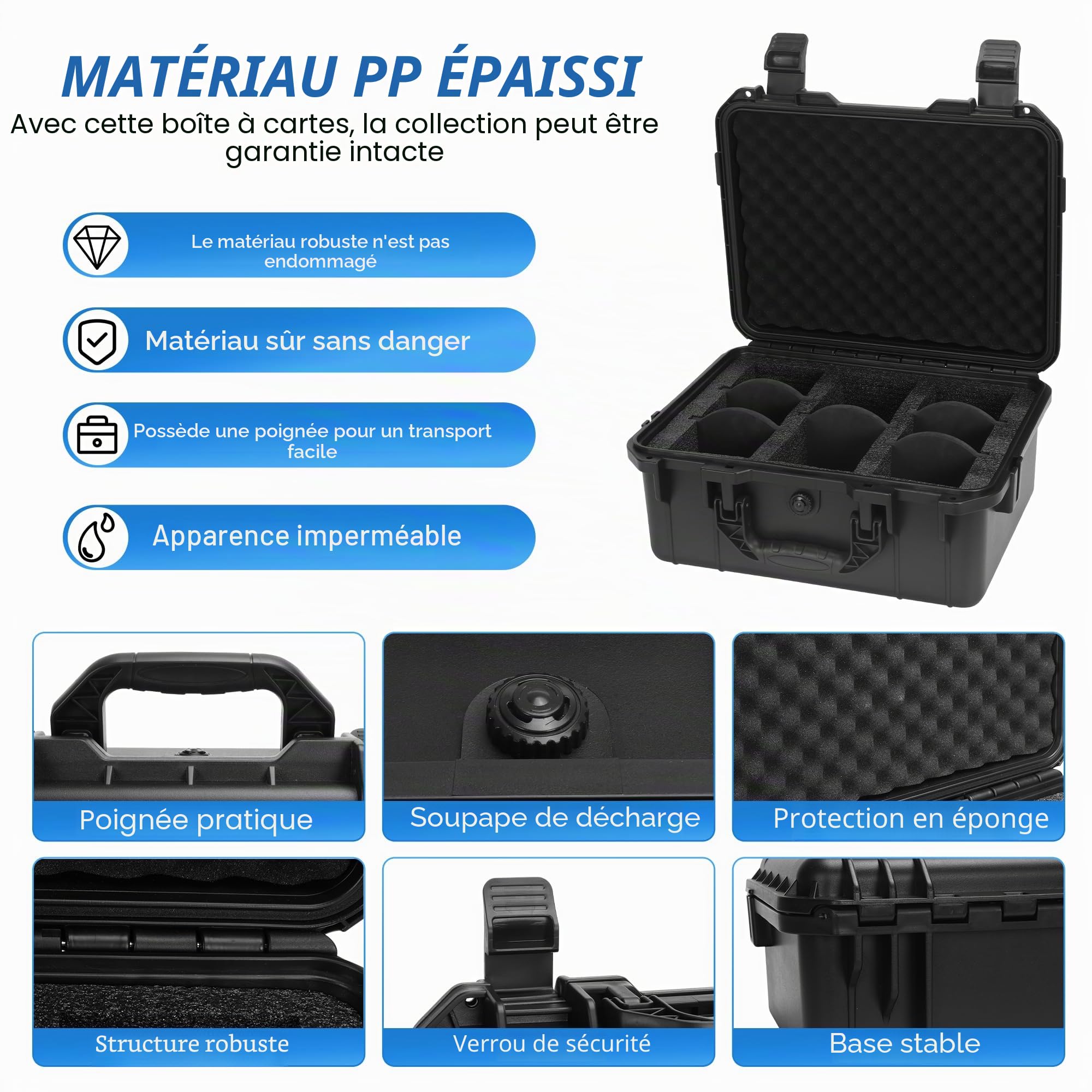 Top Loader Boîte de rangement pour Top Loaders 3" x 4" 35PT, boîte de rangement pour cartes classées avec cloisons amovibles, boîte Top Loader compatible avec les cartes à collectionner PSA