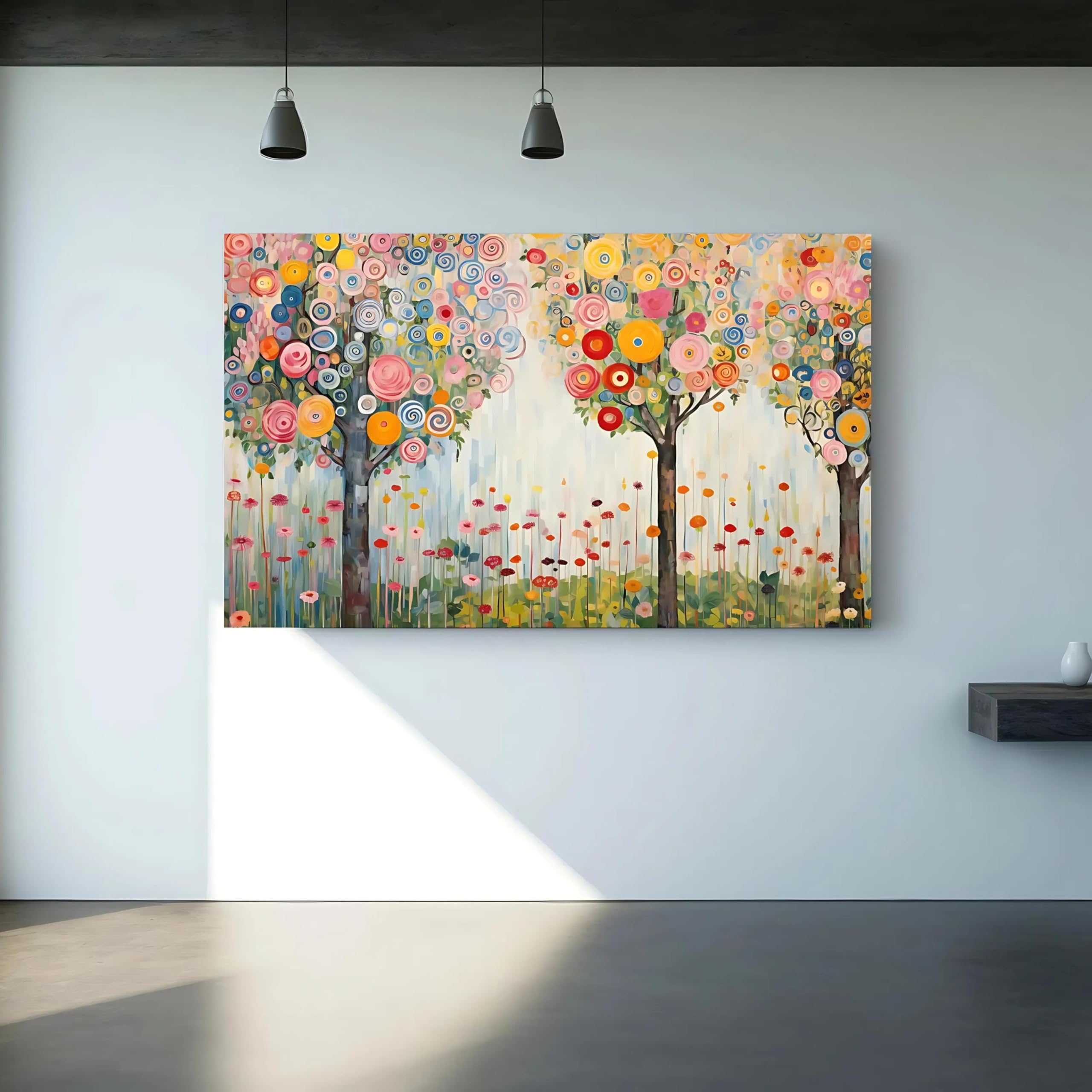 Peinture florale colorée style Klimt tableau déco grand format - 8