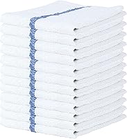 Arkwright Qwick Wick Bar Mop Towels (12 Pack) - 100% Cotton Super Absorbent Quick Dry Dishcloths for Kitchen, Restaurant, 16x19in Blue Stripe