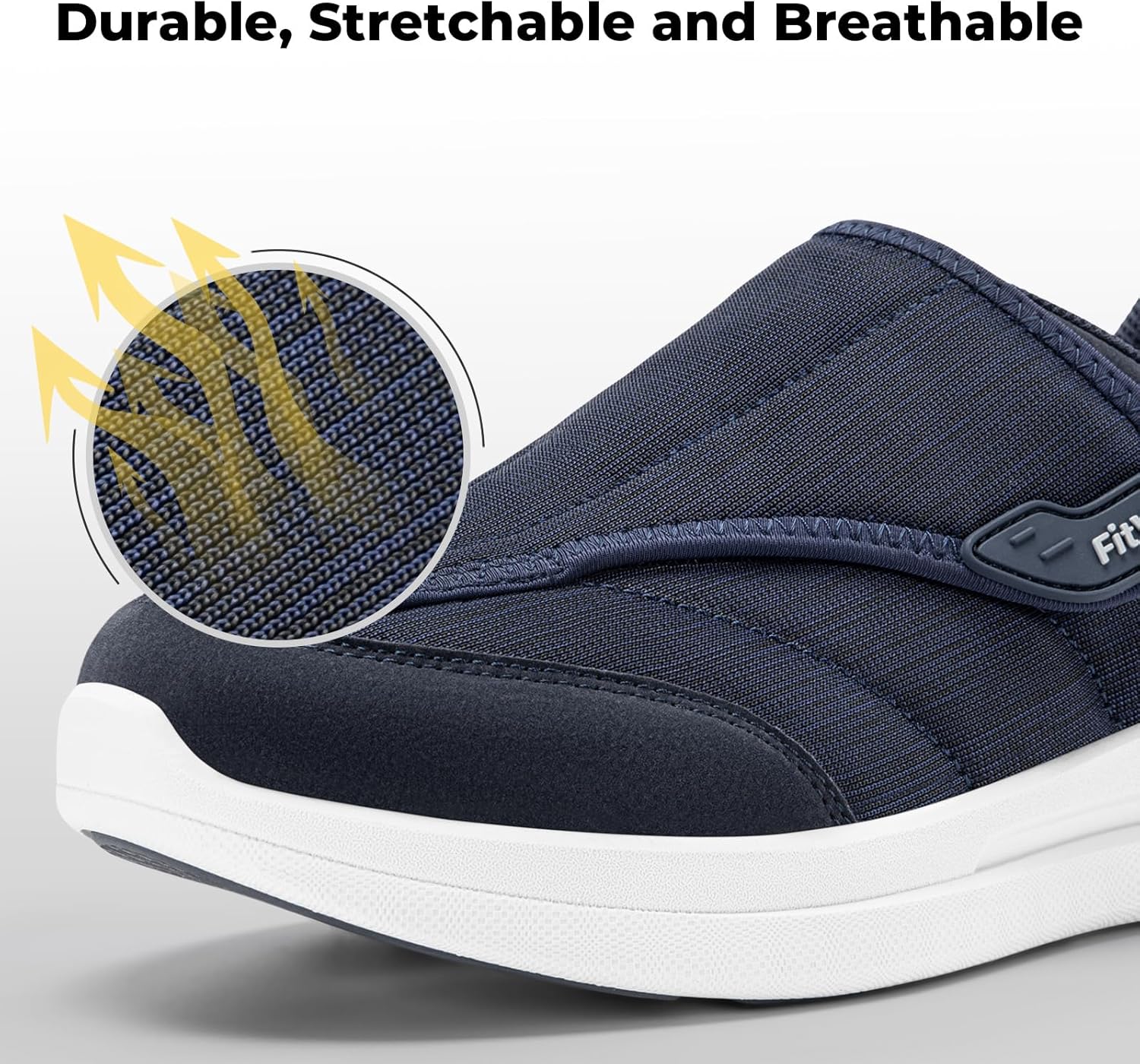 FitVille Diabetic Shoes for Men, Extra Wide Pain Relief Swelling Shoes, Adjustable Strap for Sensitive Feet, All-Day Comfort for Walking & Work, EasyTop Pro V2 - Image 5