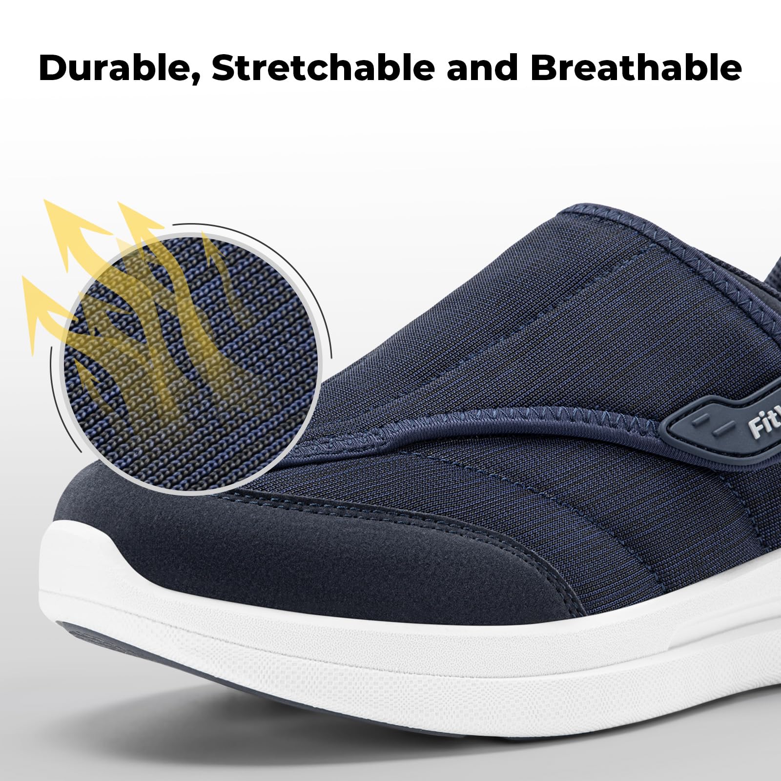 FitVille Herren Extra Breit Gesundheitsschuhe mit Klettverschluss Einstellbar Verbandschuhe für Empfindliche Füße Senioren Hausschuhe Bequeme Dämpfung Walkingschuhe