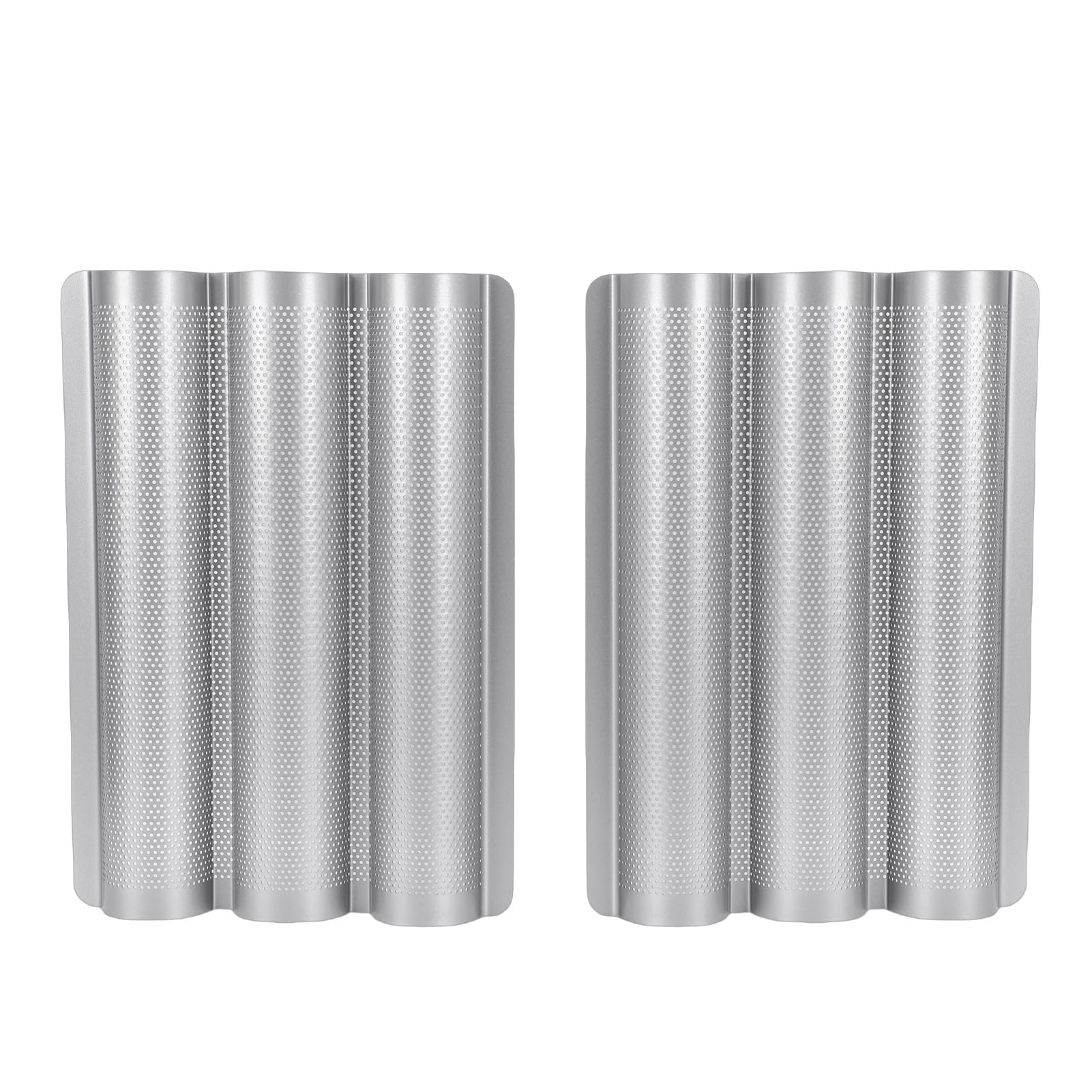 Sartenes para Pan Francés Antiadherentes Perforadas, 3 Bandejas para Hornear Pan, Acero Inoxidable para Cocina Casera