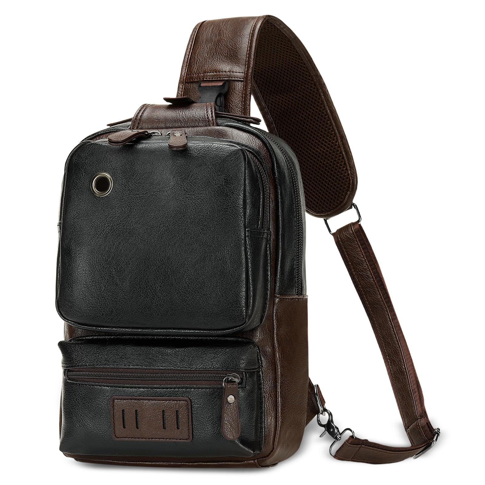 Mochila vintage de piel sintética para hombre, bolsa cruzada, correa de hombro ajustable, mochila compacta para viajes, uso diario y regalo