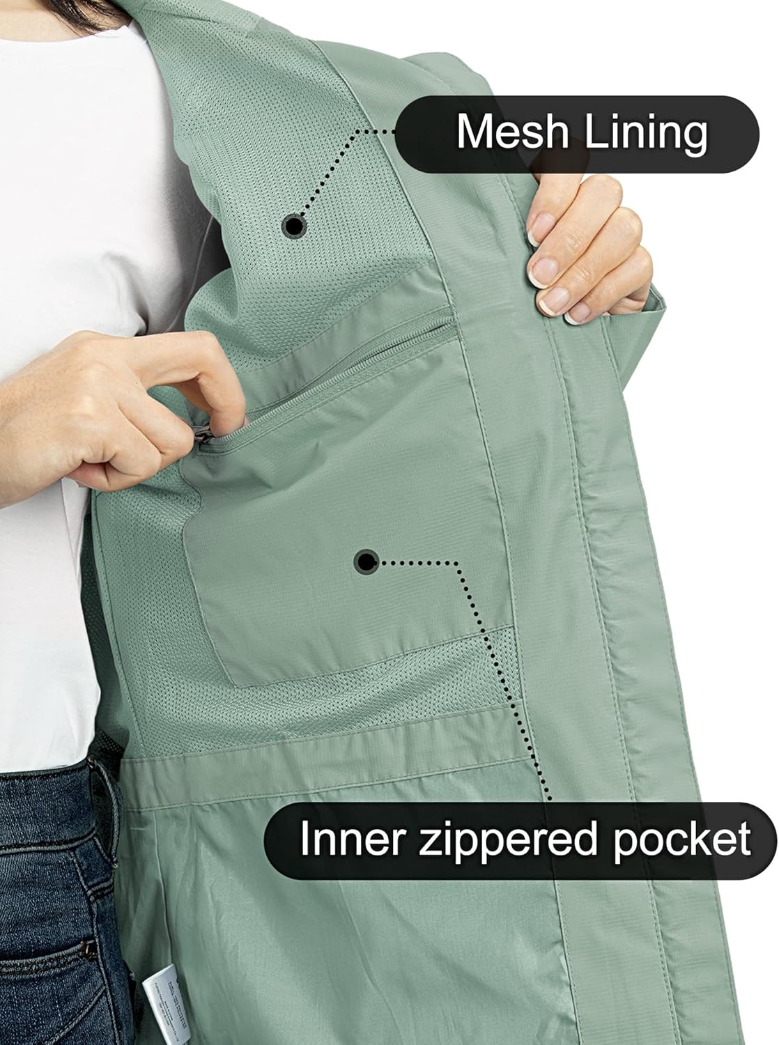 Outdoor Ventures Packable Rain Jacket Women Lightweight Waterproof Raincoat with Hood Cycling Bike Jacket - Image 5