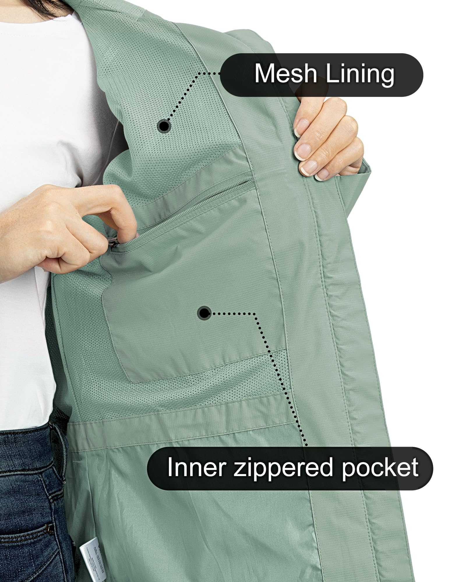 Outdoor Ventures Damen Regenjacke 10000MM Wasserdicht Leichte Gefüttert Packbar Sportjacke Funktionsjacke Atmungsaktiv Fahrrad Jacke mit Kapuze