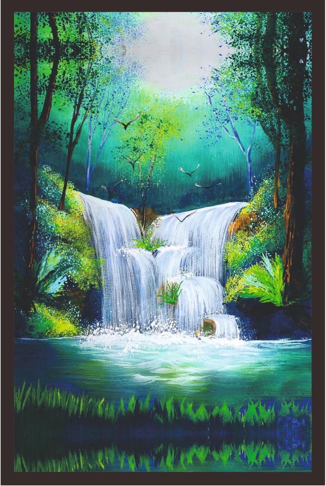 Mad Masters Waterfall Scenery Framed Photo, Wall Hanging Home Decor Painting for Living Room & Bedroom Decoration (18 x 12 Inch,Paper)