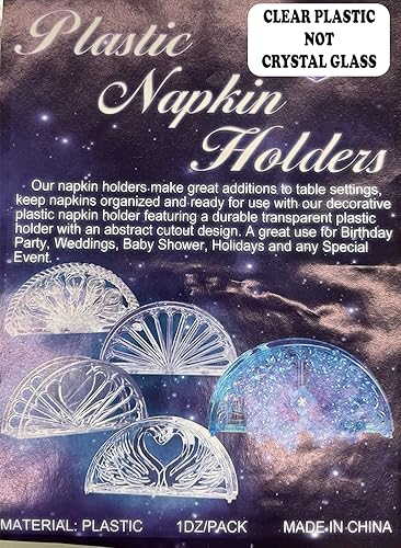 Miniatura 6 de Servilletero de 7 pulgadas, diseño de corazón de cisne doble, 12 piezas, plástico transparente