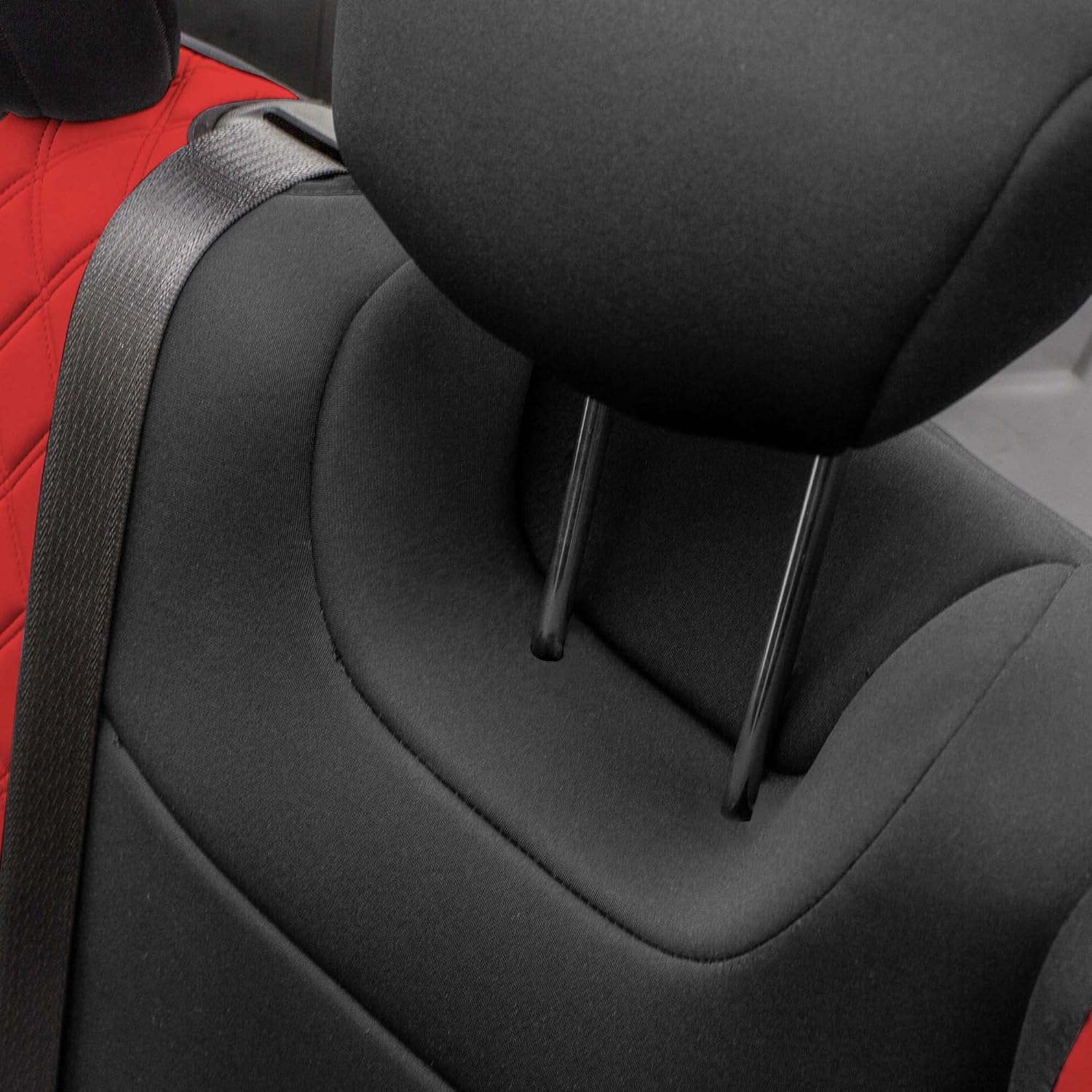 FH Group Custom Fit Car Seat Covers Specifically Made for Jeep Wrangler JL 4DR 2018-2024 Ultraflex Neoprene Waterproof Automotive Seat Covers Full Set Red