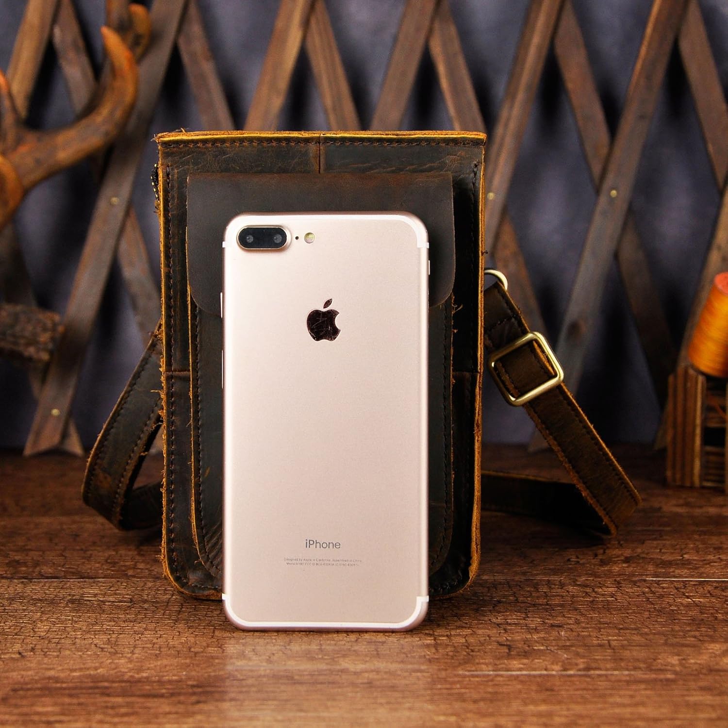 Le'aokuu Mens Genuine Leather Messenger Shoulder Satchel Waist Bag Pack - Image 3