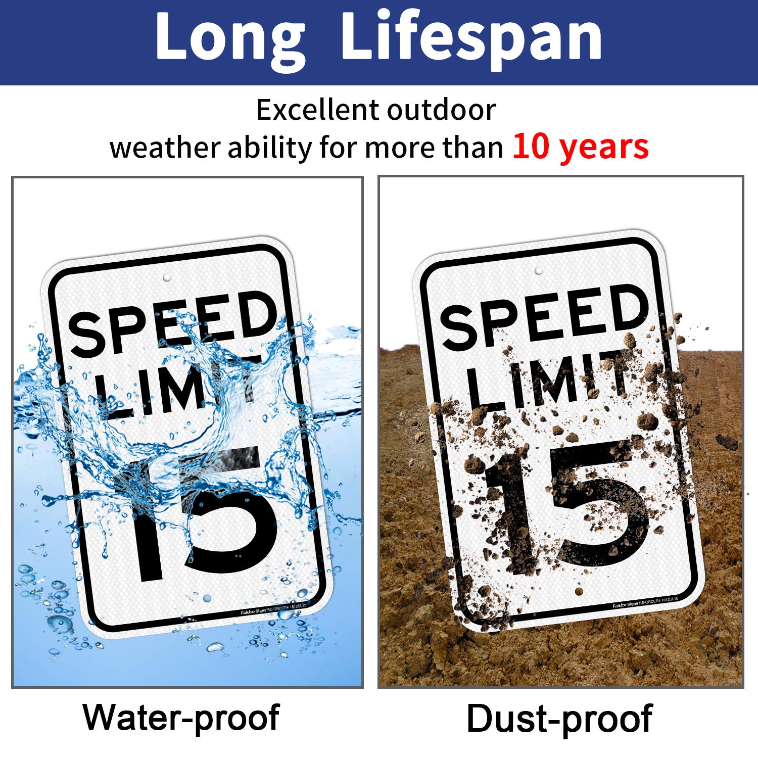 Speed Limit 15 Sign - Engineer Grade Reflective Aluminum, 24" W X 18" H - View #8