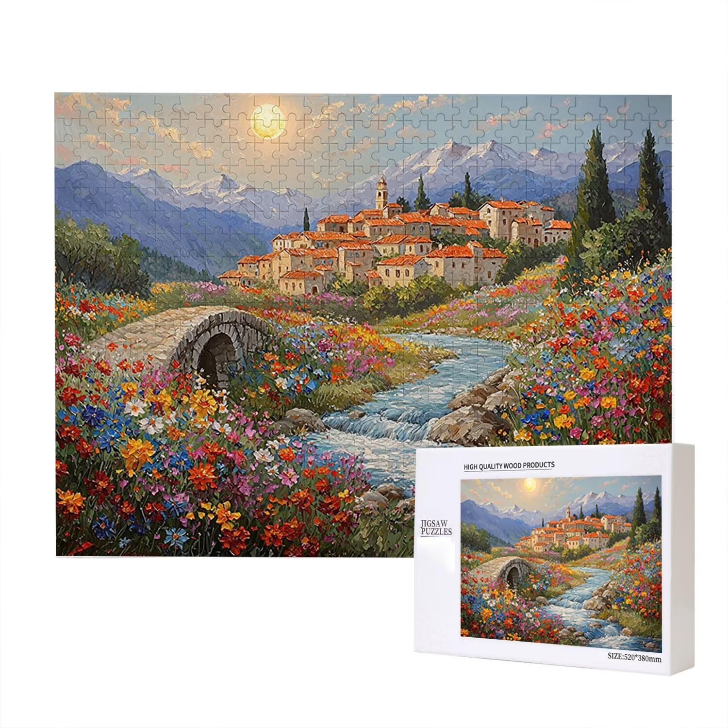 Jigsaw Puzzle, 5000 Pezzi Puzzle Classici, Vista Puzzle Rilassamento Intelligence, Mpossibile Difficile Puzzle Impegnativo per Adulti Puzzle Gioco Familiare, Regalo per Amore Piccola Città fr0-1201