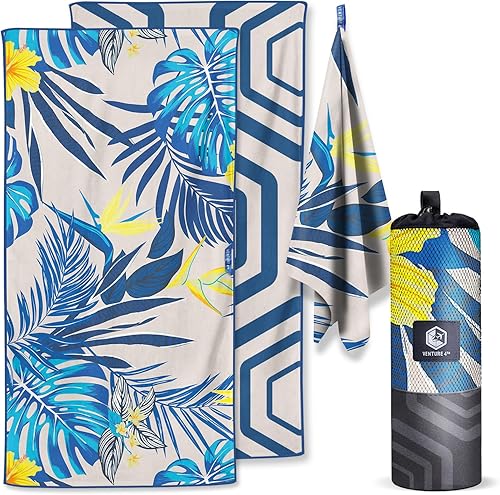 VENTURE 4TH Toalla de playa de microfibra secado rápido, compacta, sin arena, absorbente, a prueba de arena y ligera, perfecta para camping, playa y