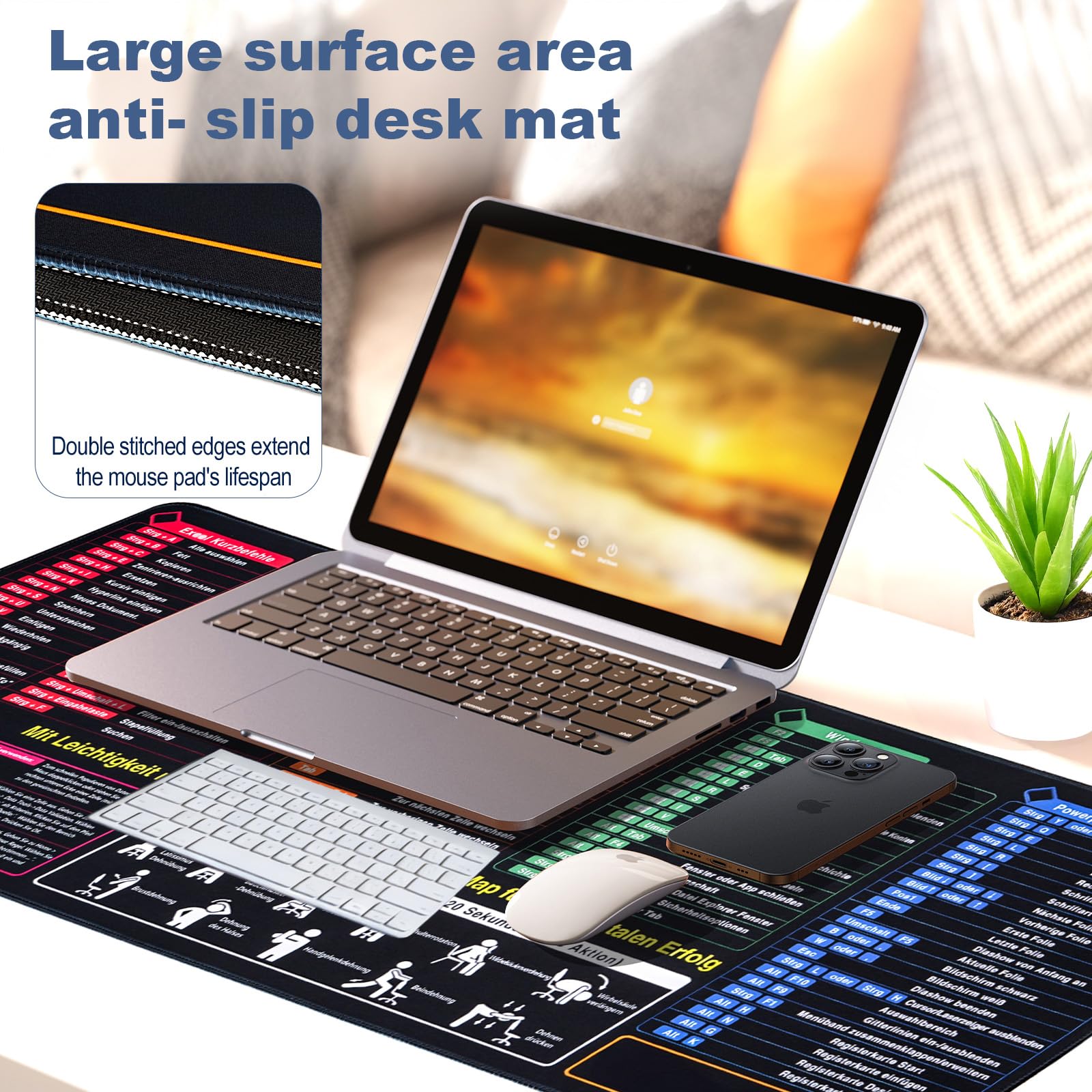 Besuche den Gokemuak- 900x400x3mm Mauspad Deutsch, mauspad XXL Rutschfester PU Leder Schreibtischunterlage Großes Maus pad, Schwarz Universelles Mauspad für Mousepad Groß, Büro und Zuhause in use