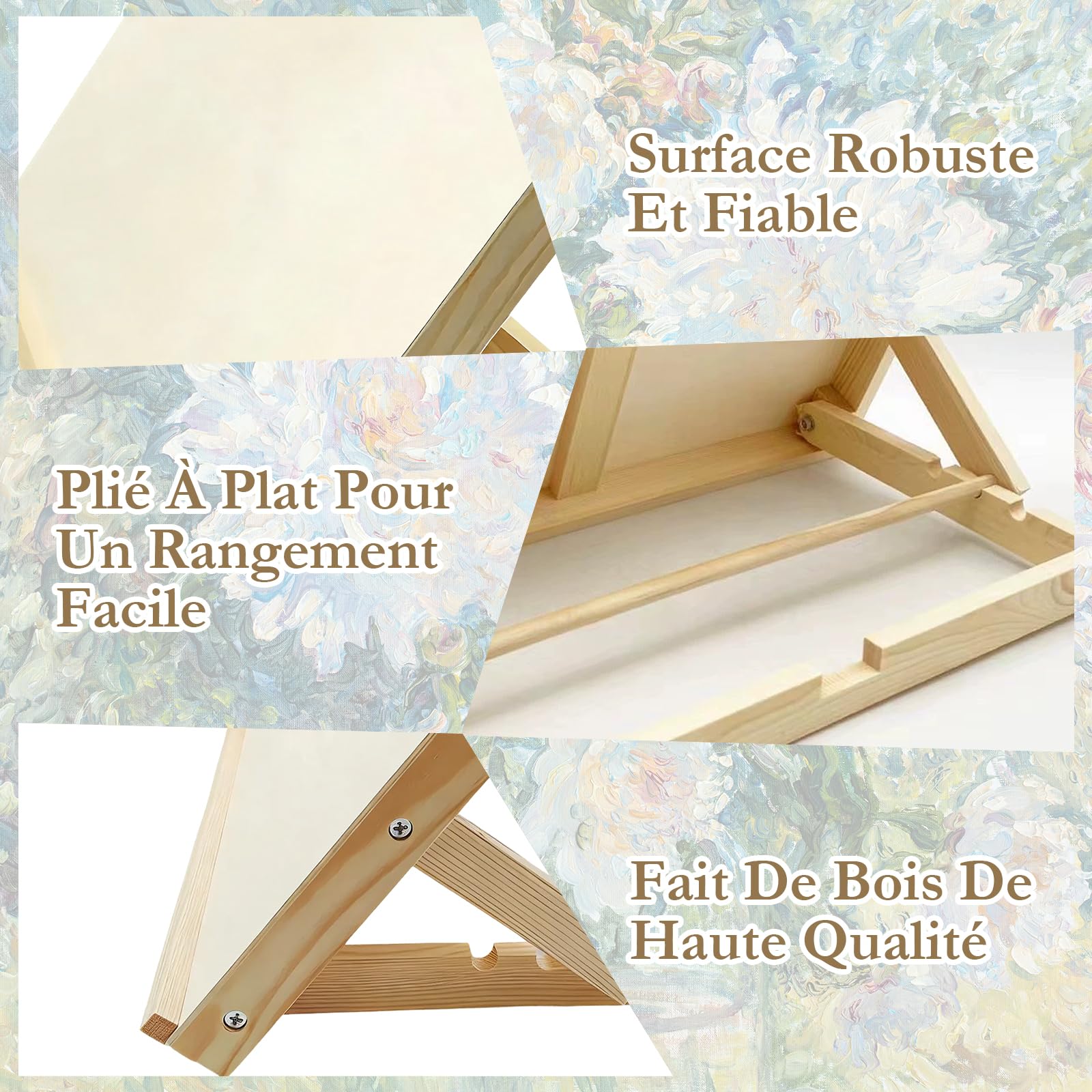 predolo Chevalet de table pour peinture, présentoir en bois, décoratif, élégant, planche à dessin, chevalet de bureau pour artiste, 45cmx30cm