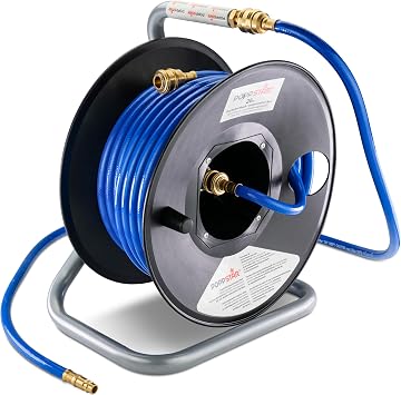 Poppstar Manual Air Hose Reel Made of PVC 20m+1,5m, Diameter 6x11,5mm, Connections 1/4 Inch BSPT