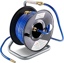 Poppstar PVC Manual Compressed Air Hose Reel (20m+1.5m, Diameter (6x11.5mm), 1/4 Inch BSPT Fittings