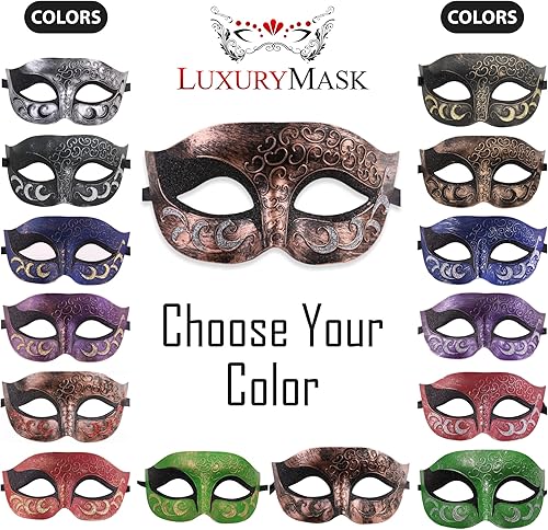 Miniatura 5 de Máscara de mascarada para hombre, máscara de aspecto antiguo para Halloween, fiesta veneciana, fiesta de máscaras y baile de máscaras