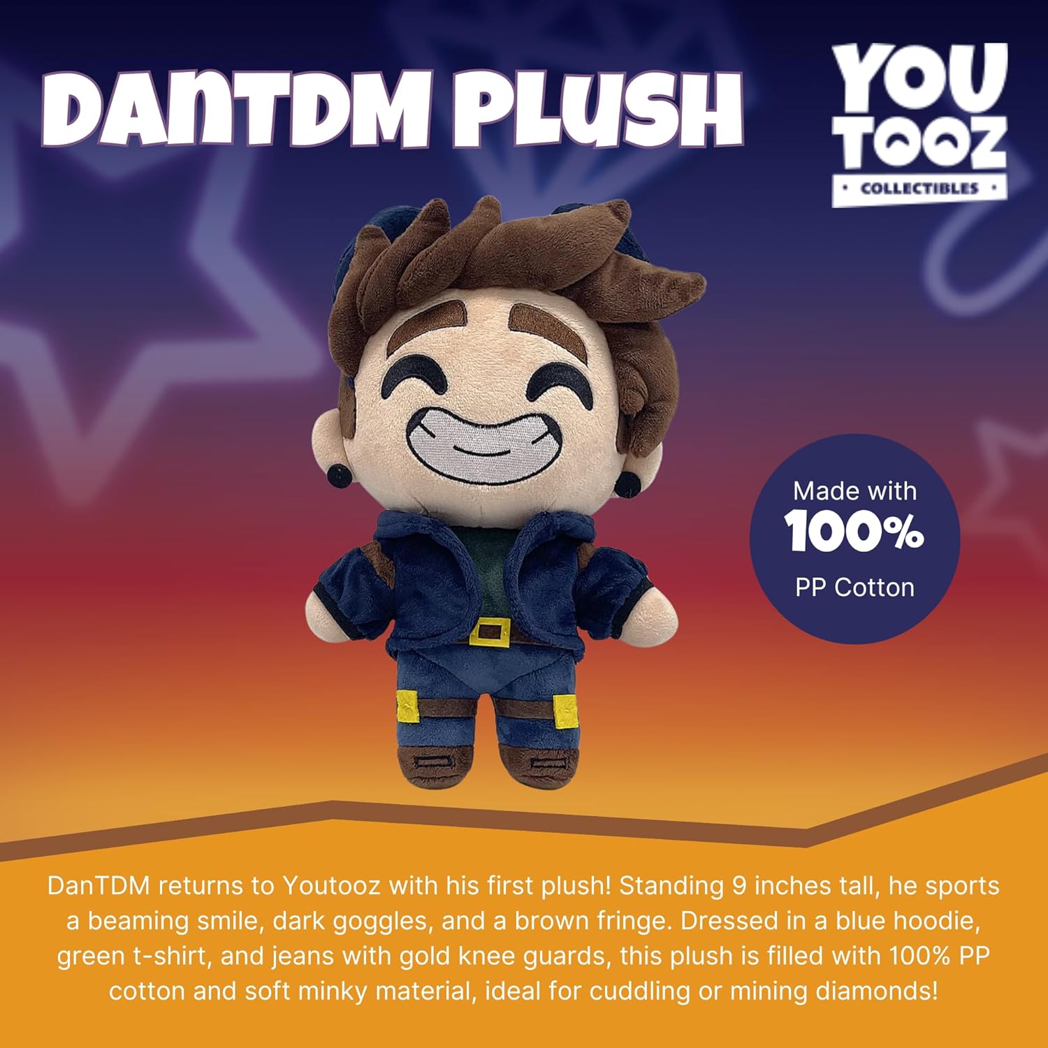 Youtooz Dan TDM 9" Inch Plush, Collectible Dan TDM from Diamond Minecaft Twitch Collection