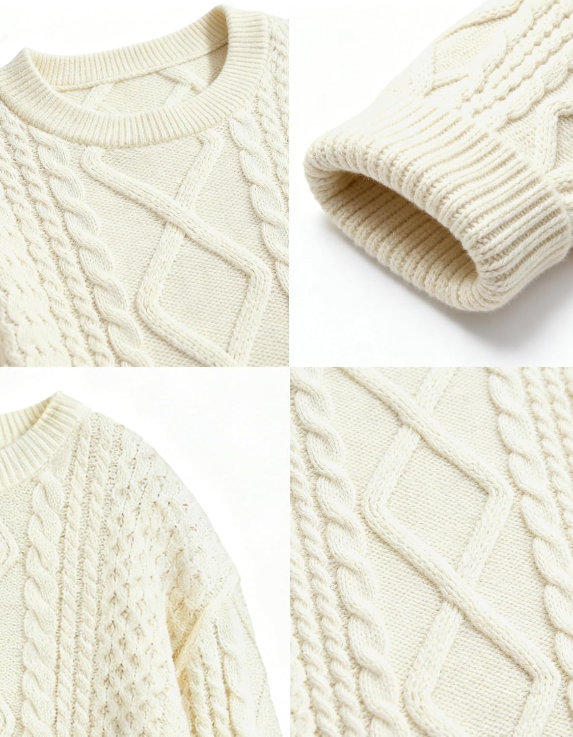 Women Oversized Sweater Cable Knit Chunky Pullover Long Sleeve Crew Neck Outfit Winter Knitwear Loose Fit Casual Top - Image 7