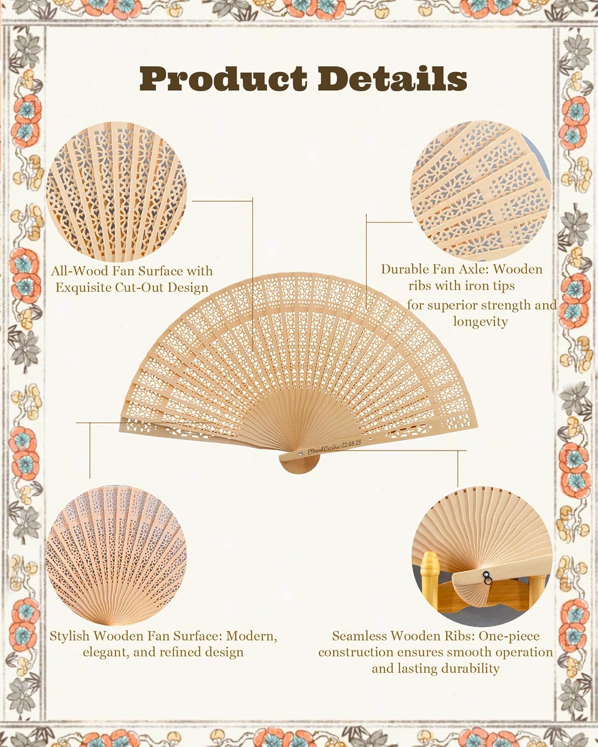 100Pcs Wedding Fans Personalized Wooden Fans Custom Folding Fans Handheld with Tassel and Yarn Bag Wedding Favors for Guests Bulk (100)