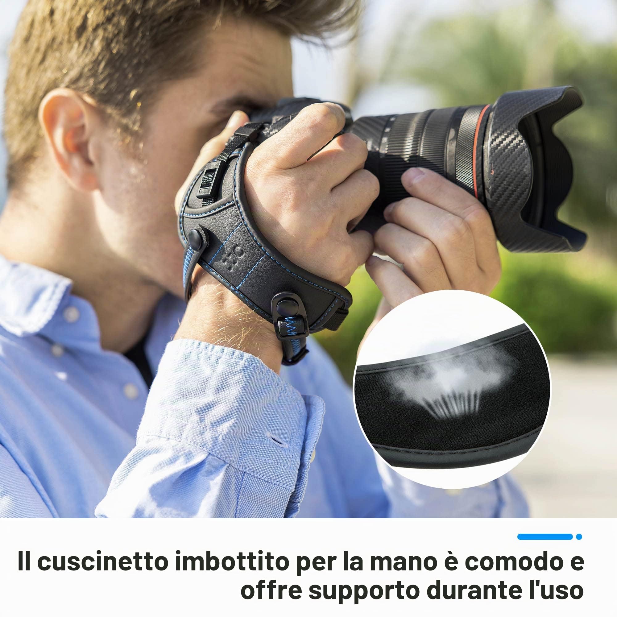 JJC Impugnatura con cinghia da polso per fotocamera DSLR (con piastra tipo Arca)