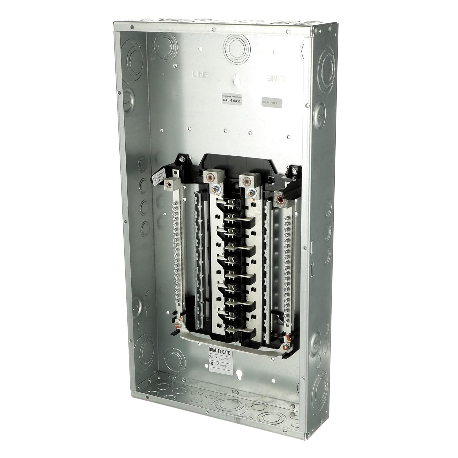 ABB TLM2020CCUGK Indoor Load Center Kit • 200A Main Lug Breaker Panel • 1P3W 120/240 VAC 65 KAIC • Breakers and Ground Bar Included • Factory Installed Main • UL Listed and ANSI Certified