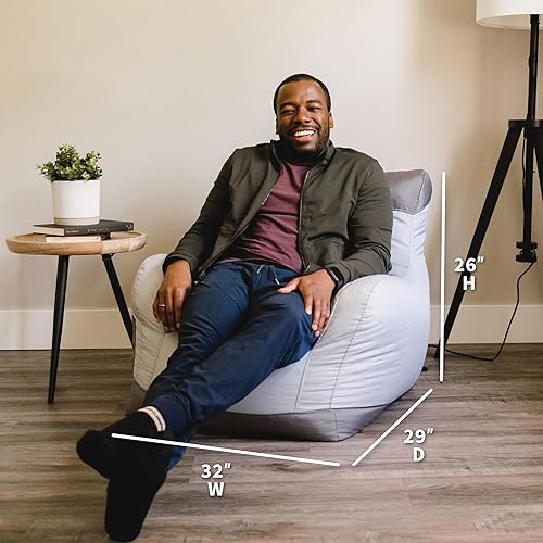 Miniatura 57 de Big Joe Roma - Puf para niños, sherpa de avena y rosa del desierto, gamuza vegana, 2 pies, ligero, recargable, asiento para niños Avena/Rosa del