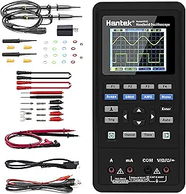 Hantek Osciloscópio portátil 2c42, multímetro 2 em 1, testador multifuncional, 2 canais + dmm, escopo 40mhz
