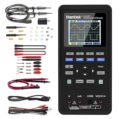 Hantek 2C42 Multímetro osciloscopio de mano 2 en 1 Probador multifunción 2CH+DMM 40MHz alcance