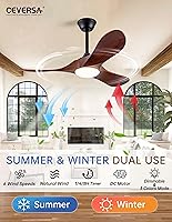 Vista 35 de 42 Inch Low Profile Ceiling Fans with Lights and Remote, Flush Mount Ceiling Fan with Lights, 3 Blades Solid Wood Dimmable Walnut Easy Installation