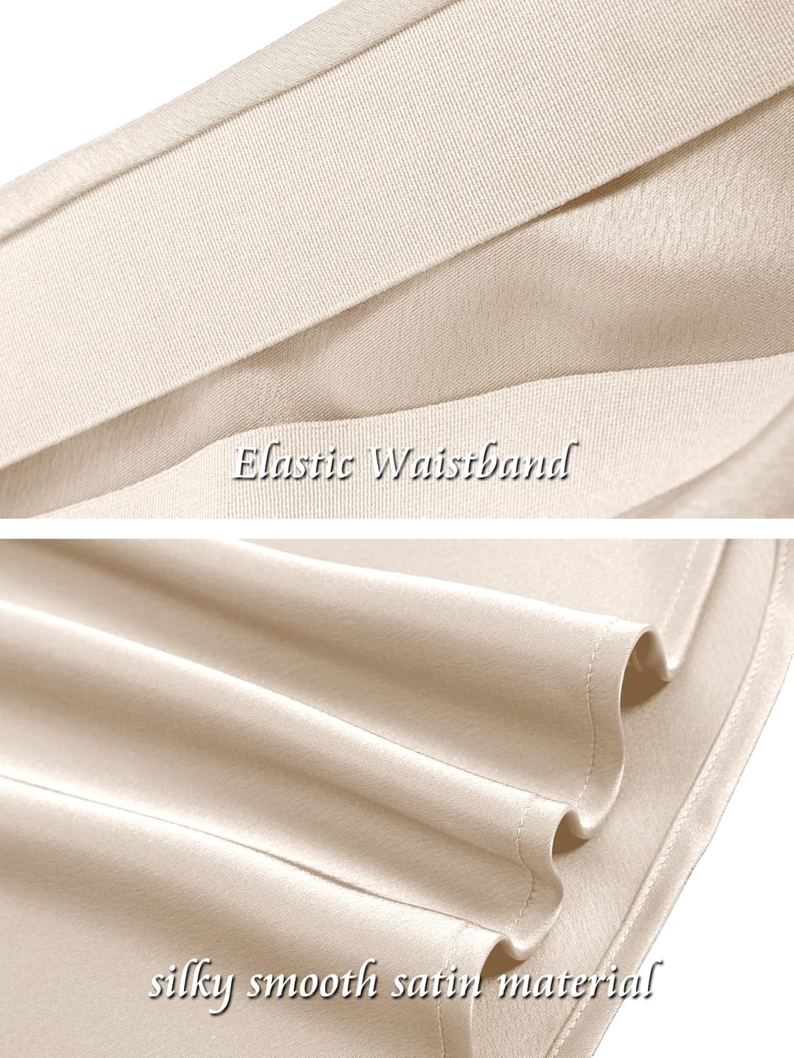 Skrtimory Womens Satin Silk High Waist Slit Midi Skirt Elastic Waistband Midi Skirts for Women - Image 5