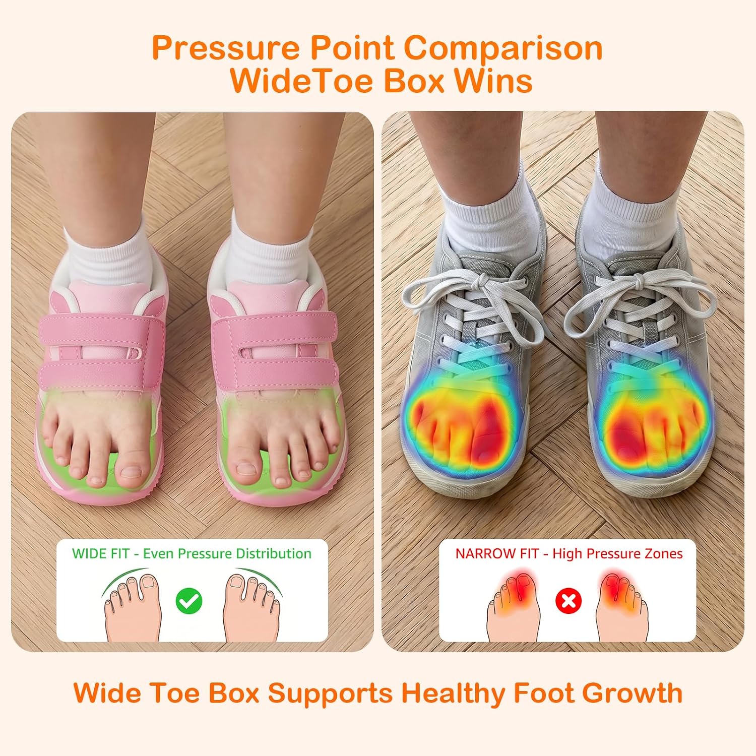 Boys Girls Athletic Sneakers Wide Toe T5-L1 US Wide