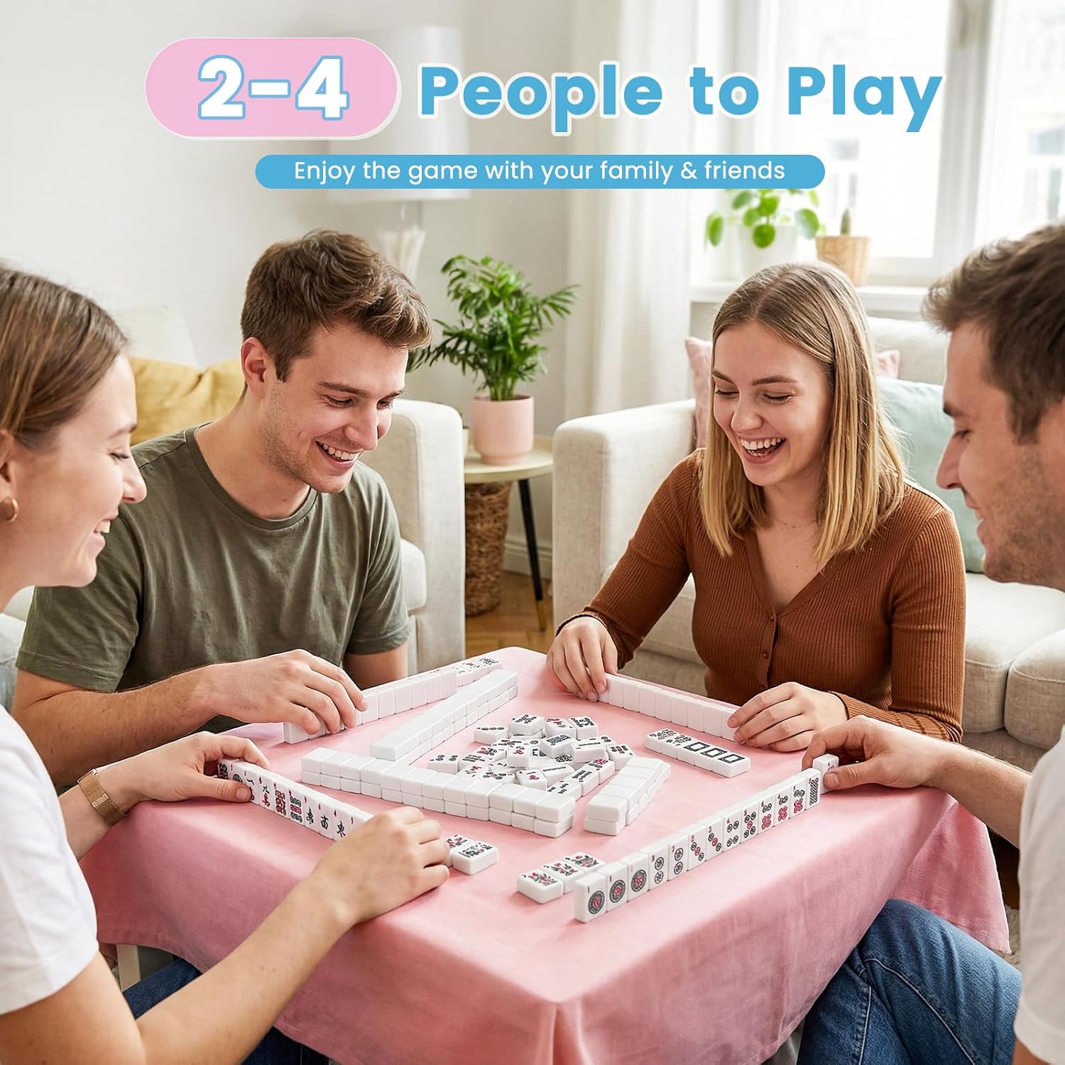 American Mahjong Tile Set, 166 1.2 inch Mahjong Game Set with Carrying Bag/Dice/Chips, Mah Jongg Tiles Sets Portable Travel, Ideal Gifts for Mahjong Players