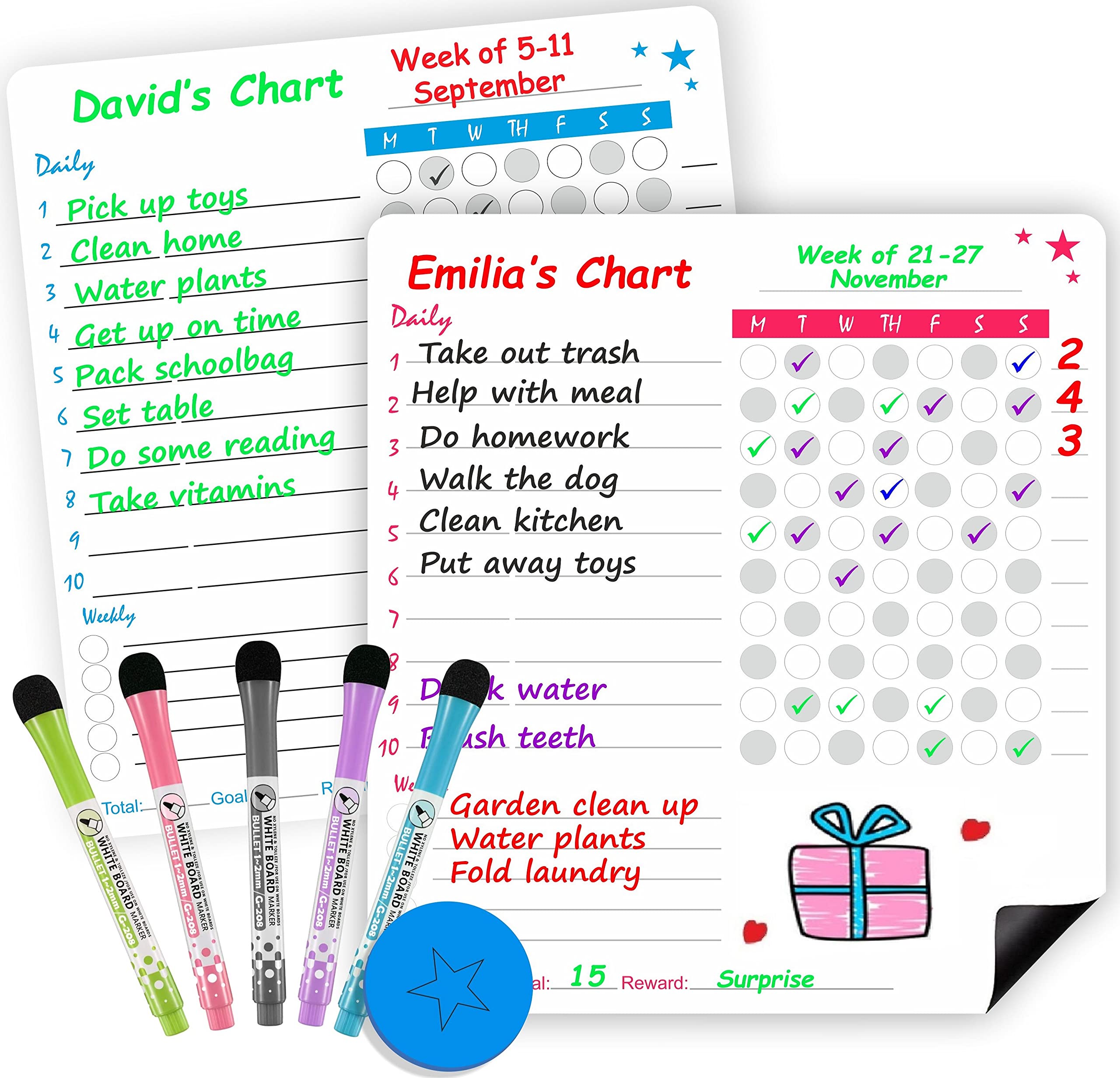 Buy Coolcho Chore Chart 2 Pcs Dry Erase Large Behavior