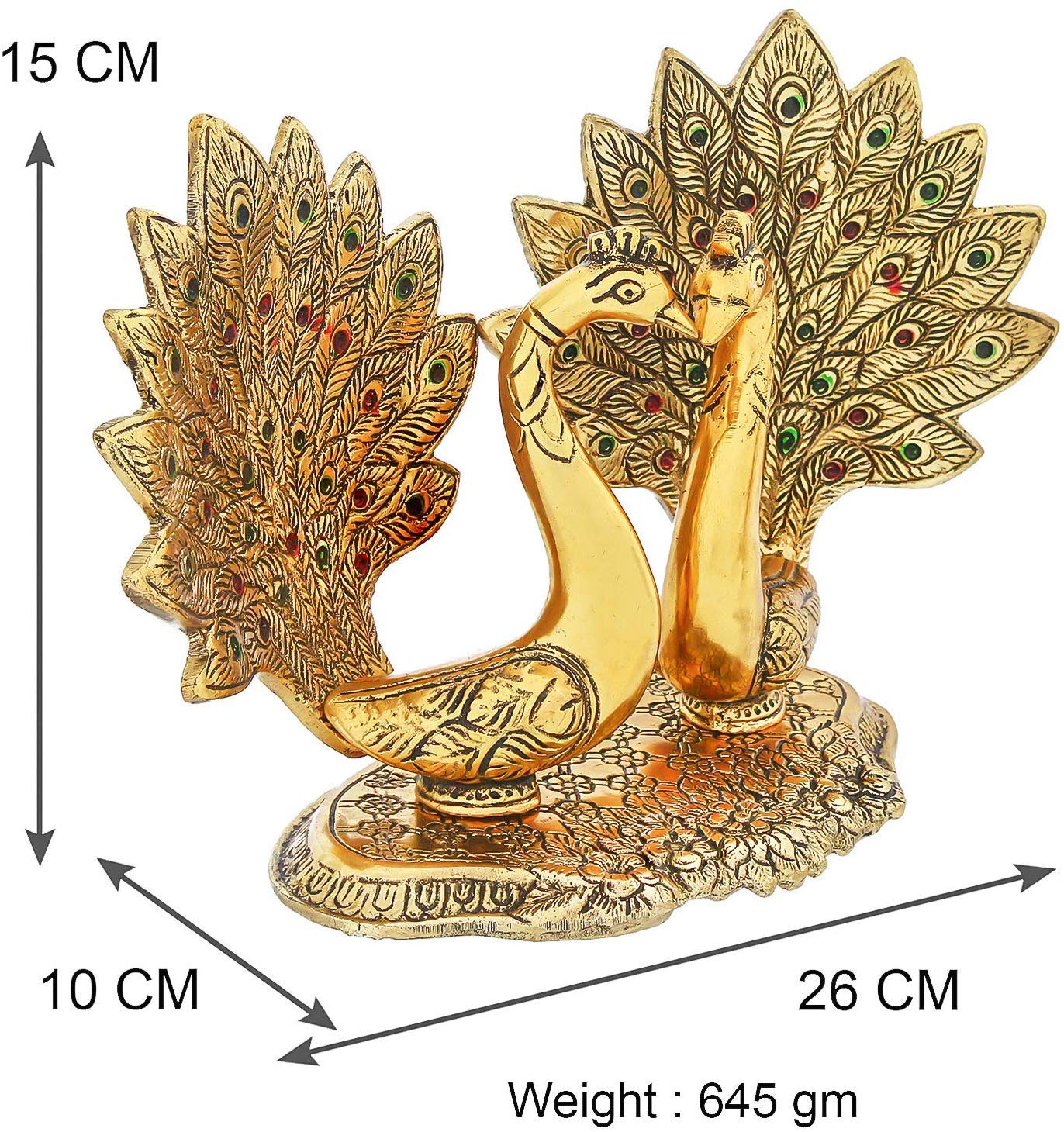 Prince Home Decor & Gifts Metal Handcrafted Pair of Kissing Duck Metal Decorative Showpiece Peacock Pair Decorative Showpiece(Aluminium, Gold) - Image 4 thumbnail