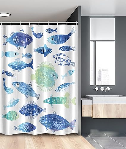 Miniatura 32 de Ambesonne Cortina de ducha amarilla, inspirada en pícnic, temática de los años 50, 60 y 70, estampado de lunares retro, juego de decoración de baño