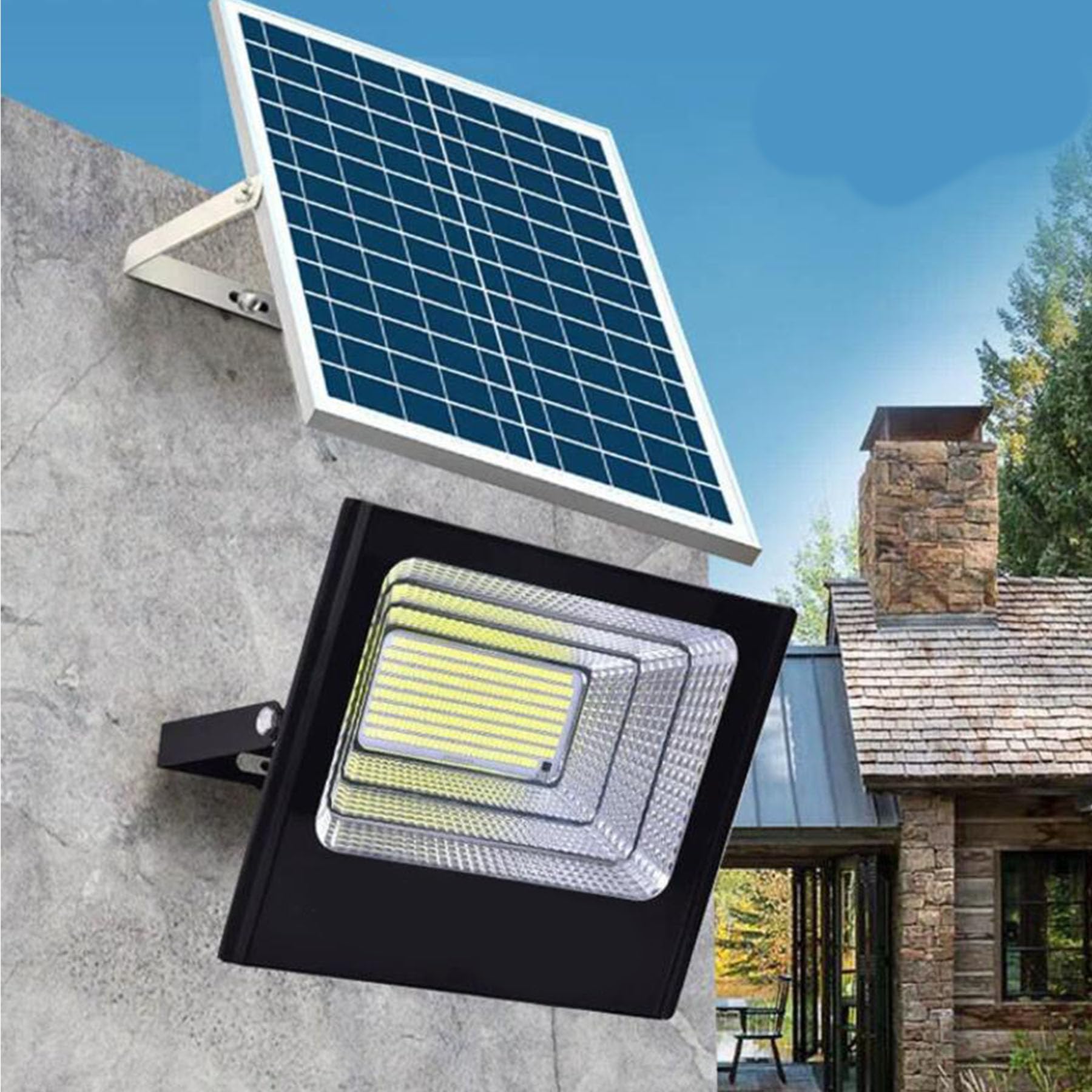 Panneau solaire et projecteur d'extérieur pour éclairer votre jardin