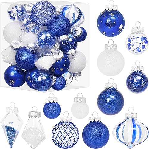 Miniatura 11 de Juego de adornos de bolas de Navidad, 34 piezas de plástico transparente inastillables para colgar en el árbol de Navidad, decoración de fiesta de
