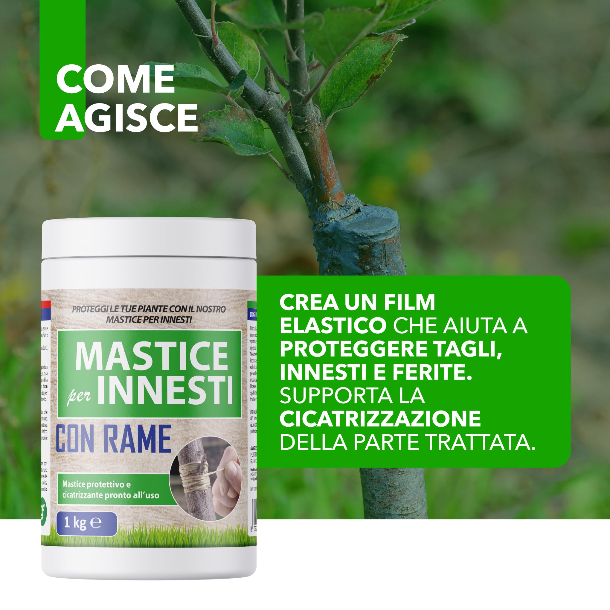 Masilla para injertos y podas - Con cobre - Pasta cicatrizante antibacteriana curativa para heridas de plantas, árboles y arbustos de 1 Kg