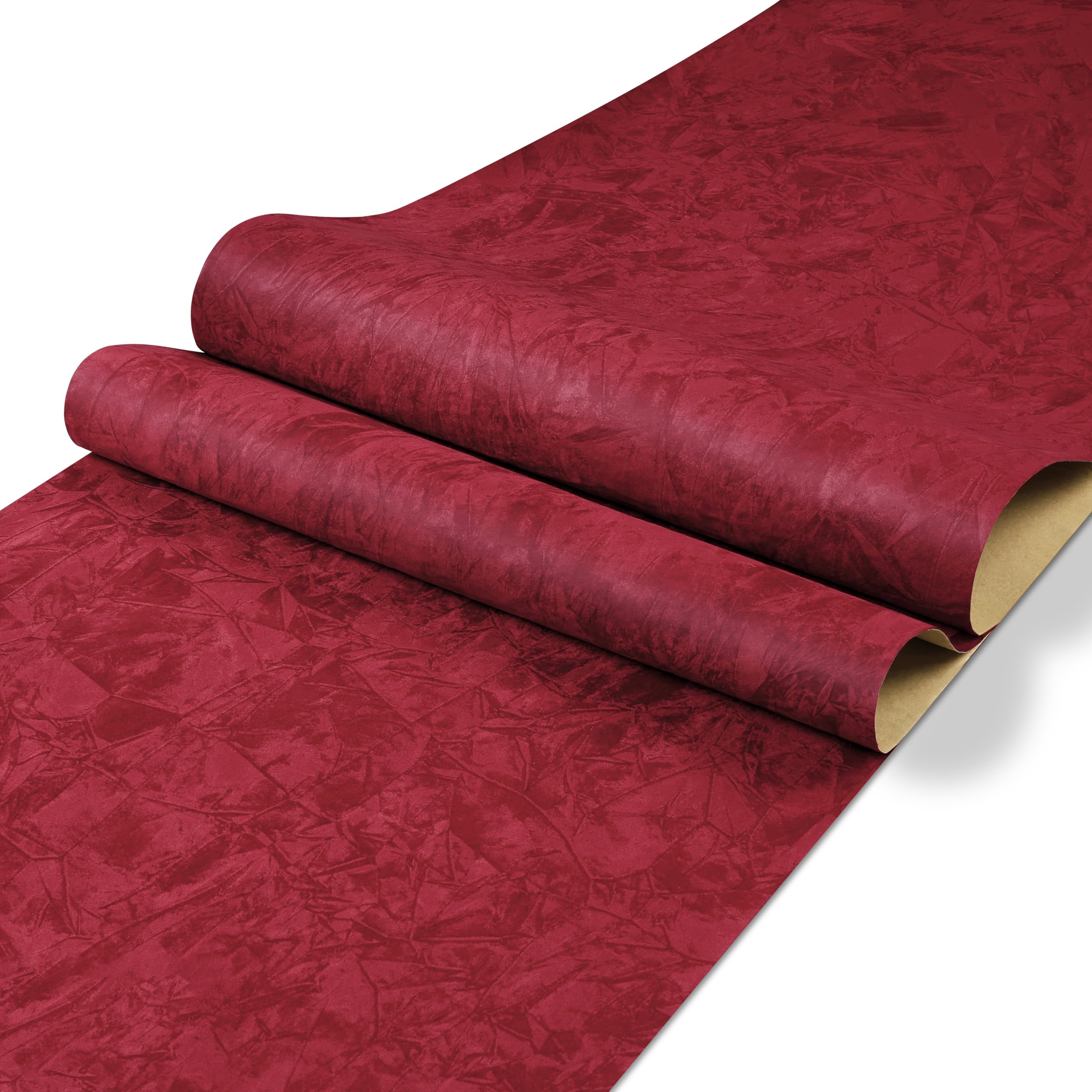 ReWallpaper Carta Parati Autoadesiva Velluto Rosso Vintage 44.5cm×7m Carta Adesiva Mobili Rossa Opaca Rotolo Adesivo Floccata In Tessuto Feltro Carta Da Parati Camera Da Letto Bambini