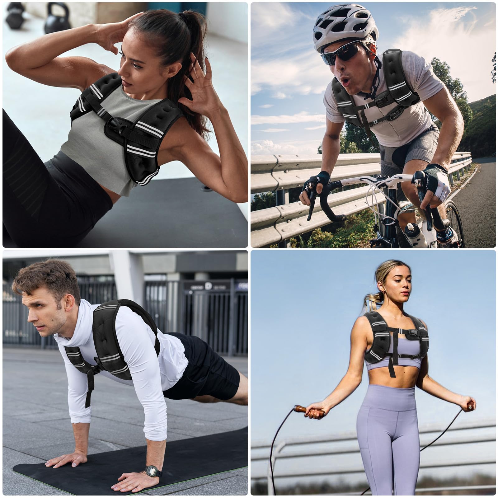 Zeerun Weighted Vest for Women & Men with Reflective Stripe and Adjustable Buckle, Comfortable & Durable Rucking Vest for Walking, Running & Strength Training