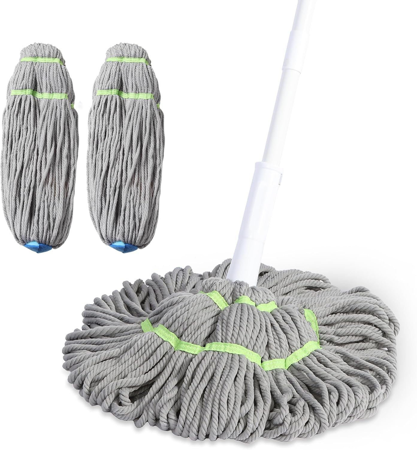 BOOMJOY Self Wringing Mop for Floor Cleaning, Long Handled Twist Mop with 2 Microfiber Washable Heads Refill for Kitchen Hardwood Vinyl Tile Laminate Home Office