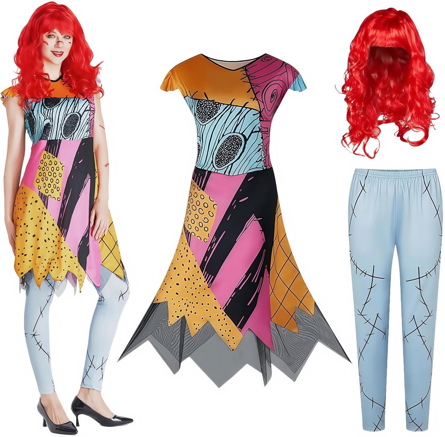 Sally Costume Women Adult Halloween Nightmare Cosplay Outfit Female Christmas Costumes Princess Dress Up Set for Women