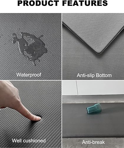 Miniatura 5 de Artnice Tapete de cocina acolchado antifatiga, tapete de escritorio de pie, ergonómico, tapete antideslizante de cocina, tapete de pie para el lugar