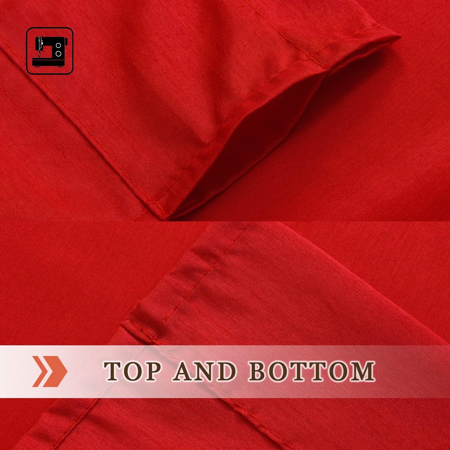Faux Silk Kitchen Valance Set - 36 Inch Tier Curtains with Rod Pocket for Living Room, Bedroom & Bathroom - Farmhouse Rustic Country Style - 3 Piece Set (Red)