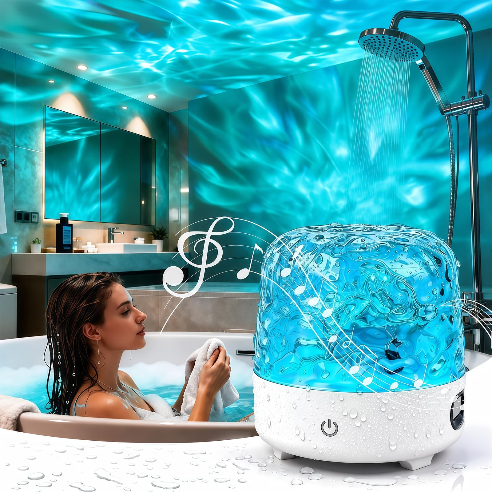 Waterproof Shower Lamp,Shower Bathroom Light with Bluetooth Speaker
