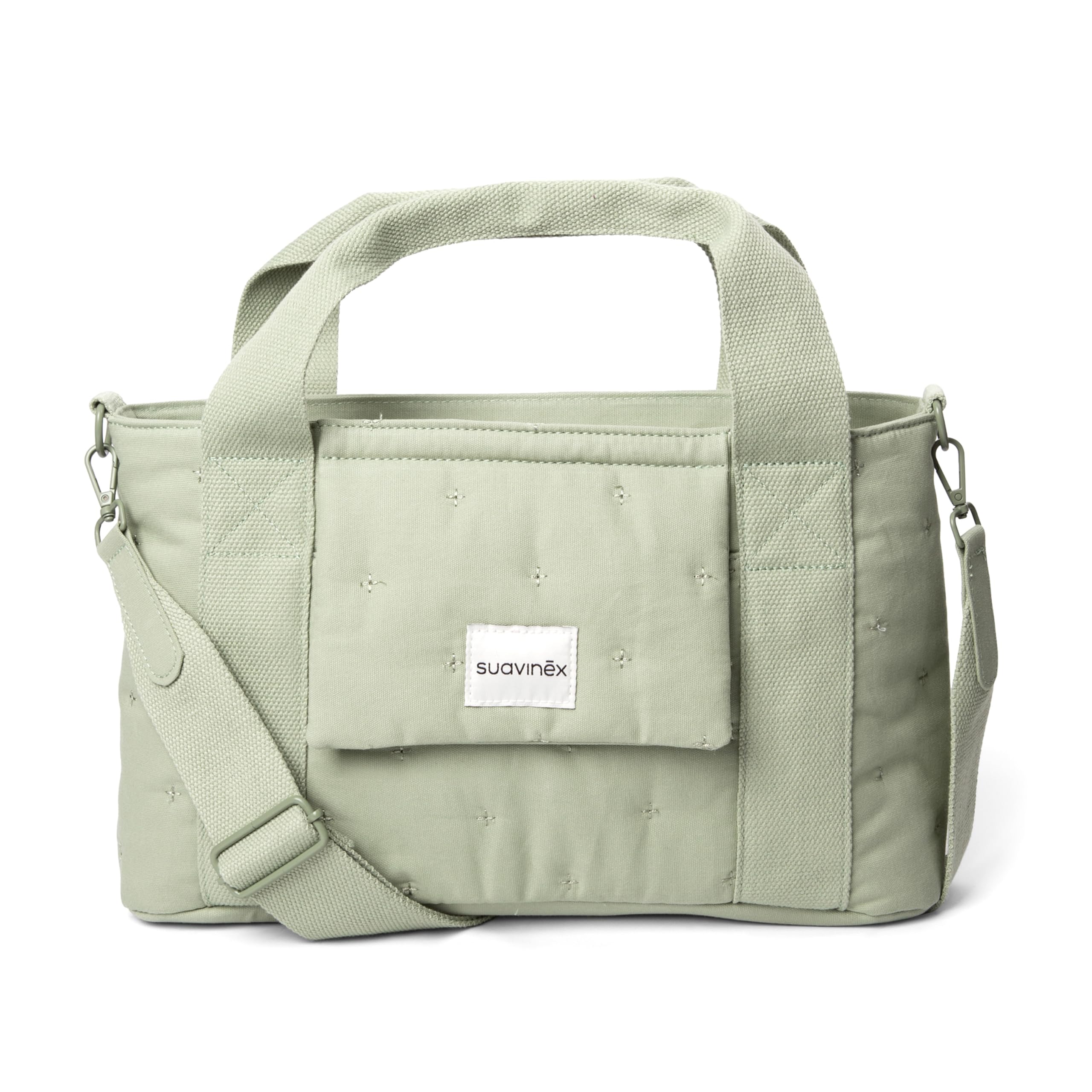 Suavinex, Bolso Maternidad, Bolso Organizador para el Carrito del Bebé tipo Panera, Con Asas Ajustables al Carrito, Cierre de Cremallera, Compacto y de Gran Capacidad, con Bolsillos Interiores, Verde