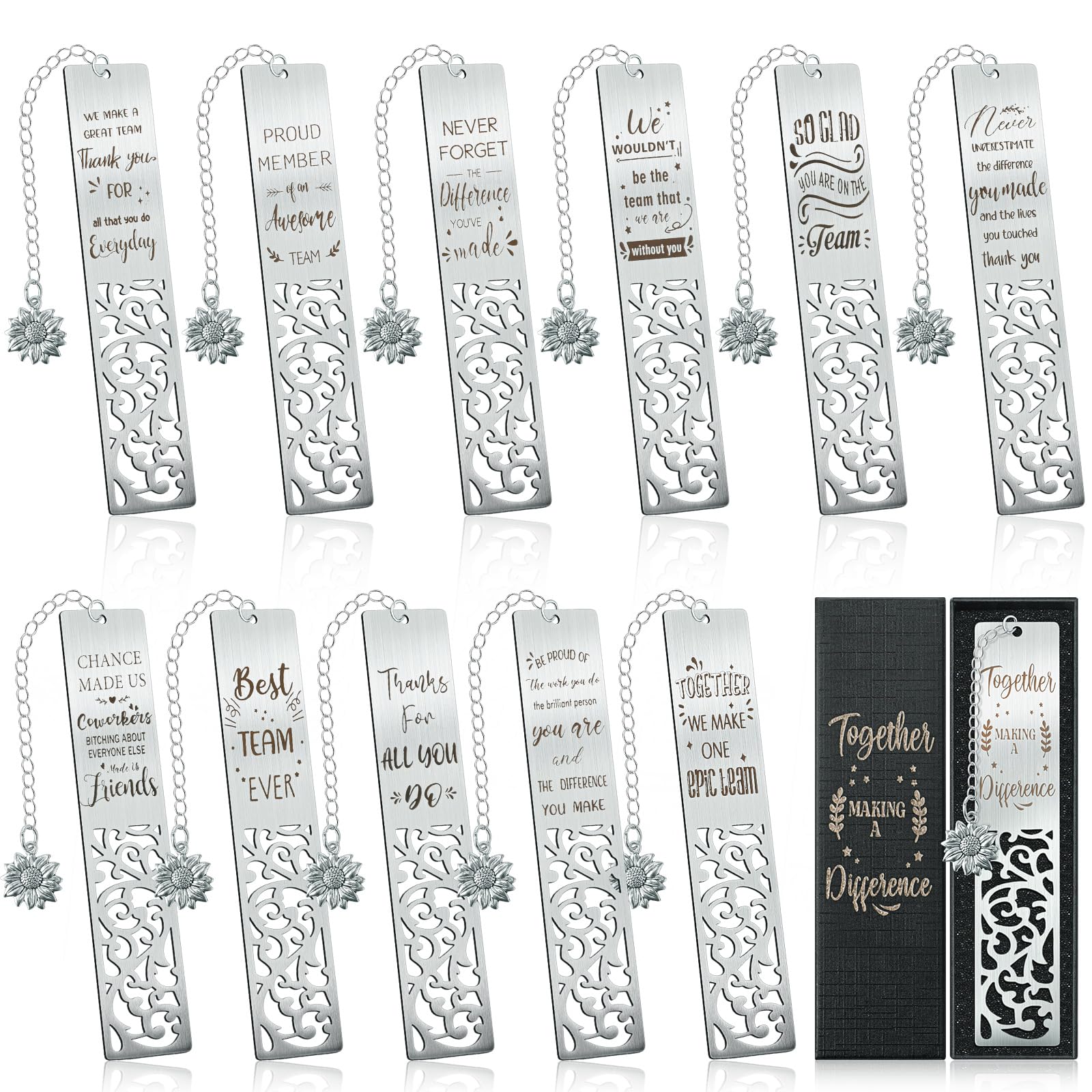 Skyygemm 12 Sets Graduation Gifts for Her and Him Class of 2025 Bookmark Metal Bookmark Book Lovers Gift with Chain for Leader Friends Coworker Stocking Supplies Going Away Farewell with Box