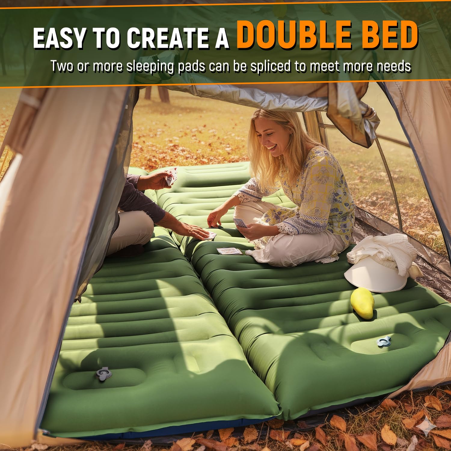 Myxslop Camping Sleeping Pad, Thick 5 Inch Camping Mat with Pillow Built-in Foot Pump Ultralight Inflatable Sleeping Pads for Camping, Backpacking, Hiking, Tent