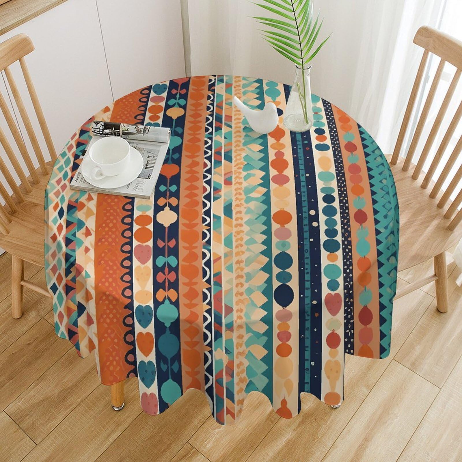 Nappe de table ronde imperméable pour vos fêtes et repas en terrasse